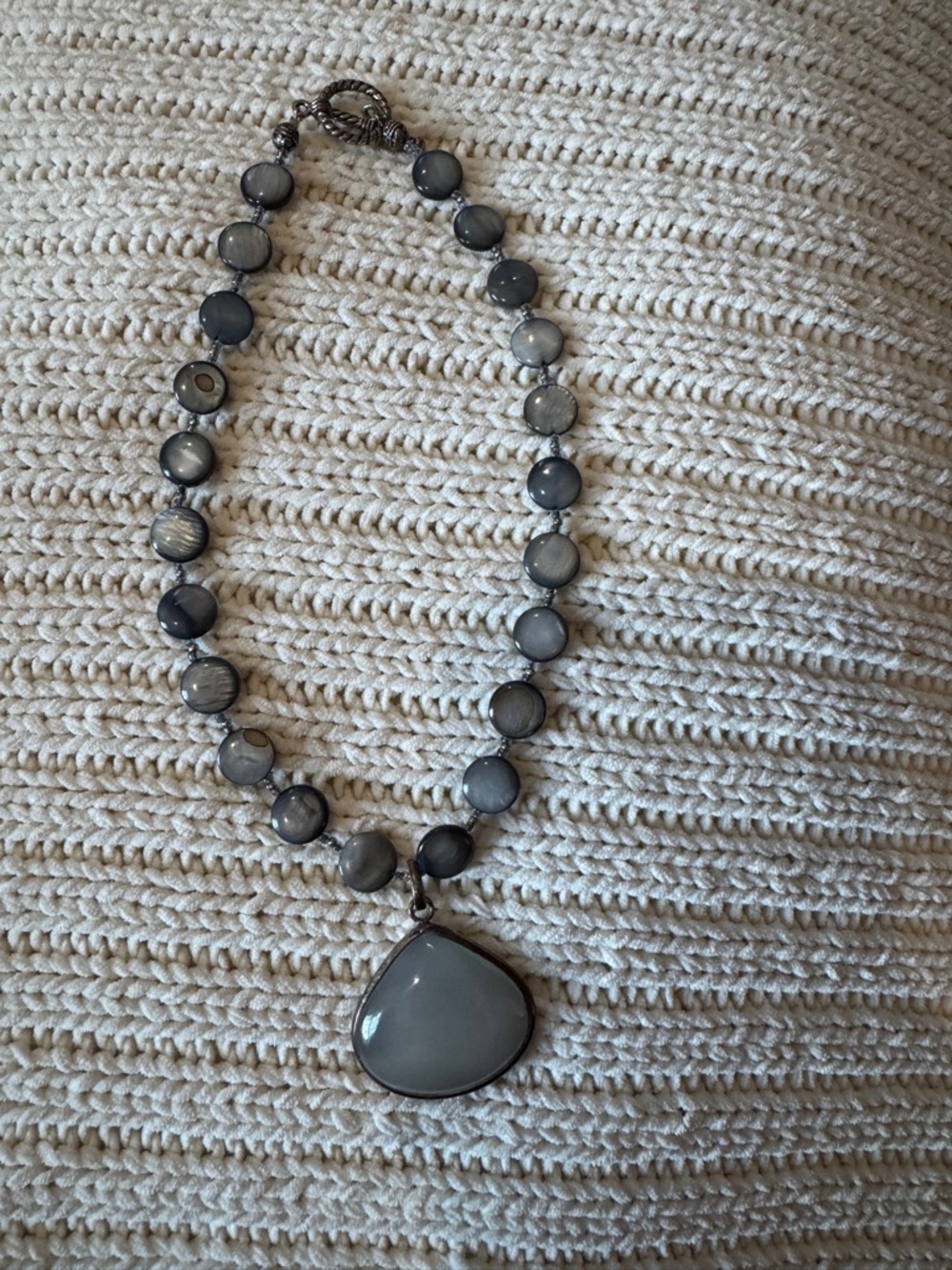 Gray Moonstone Beaded Pendant Necklace - Women's Jewelry - Picture 4 of 5